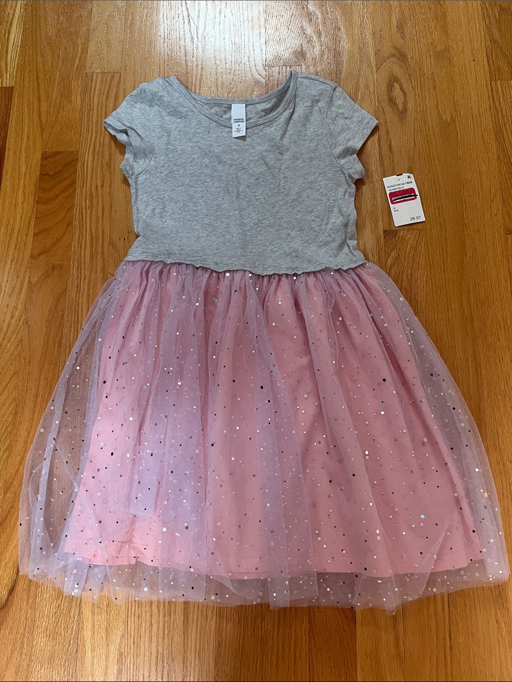 Harper Canyon Gray Top Pink Tulle Sparkle Dress